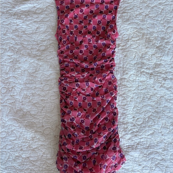 Urban Outfitters Mini Dress with Ruched Sides—Pink & Purple - Picture 6 of 8